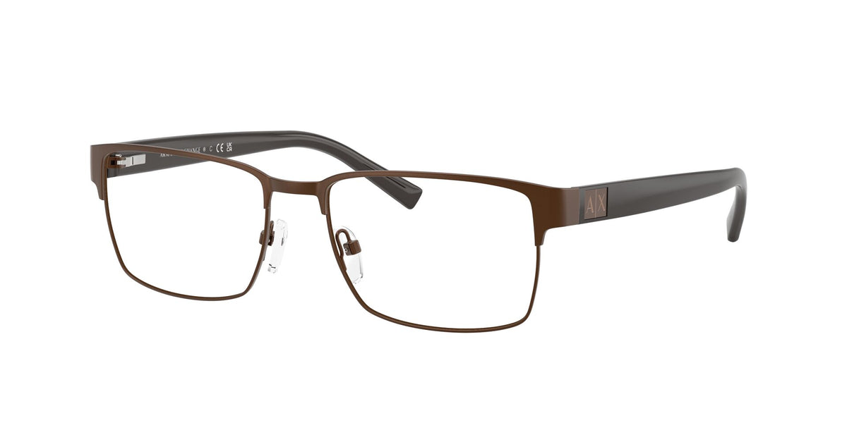 Lentes Ópticos Armani Exchange 0AX1019 Café mate – vista tres cuartos sin sombra