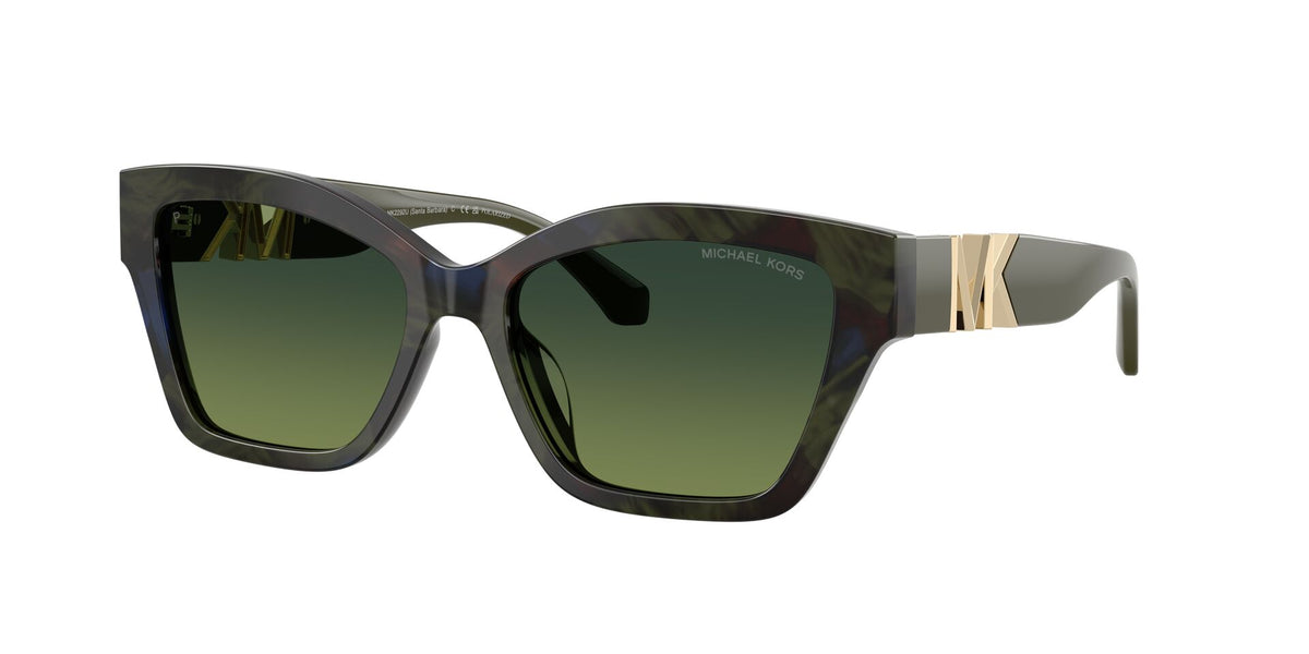 Lentes de Sol Michael Kors Santa Barbara 0MK2292U Carey oliva – vista tres cuartos sin sombra