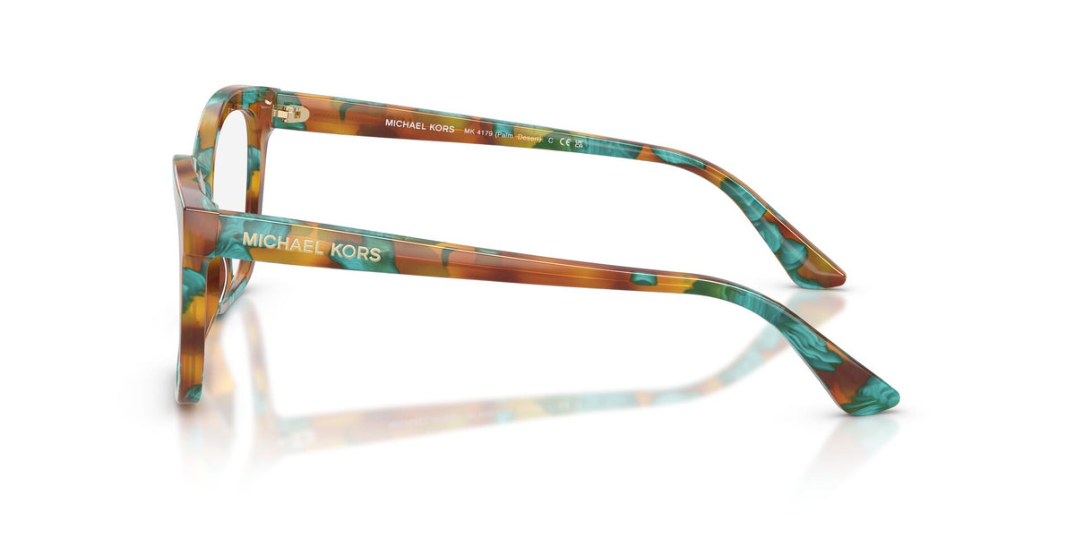 Lentes Ópticos Michael Kors Palm Desert 0MK4179 Carey turquesa – vista lateral
