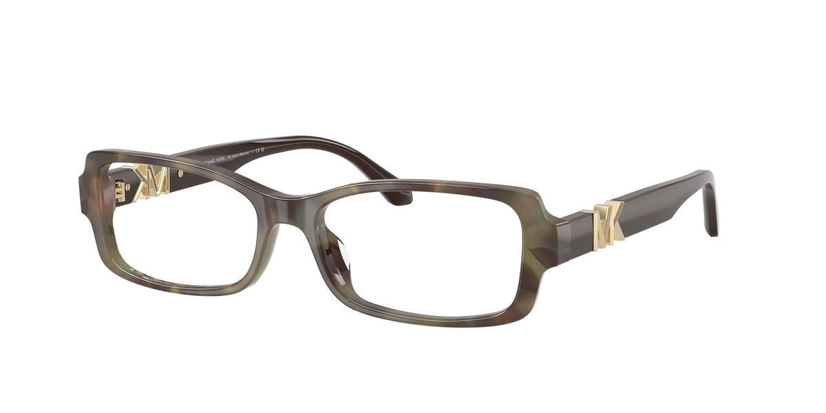 Lentes Ópticos Michael Kors Big Sur 0MK4201U Carey café – vista tres cuartos sin sombra