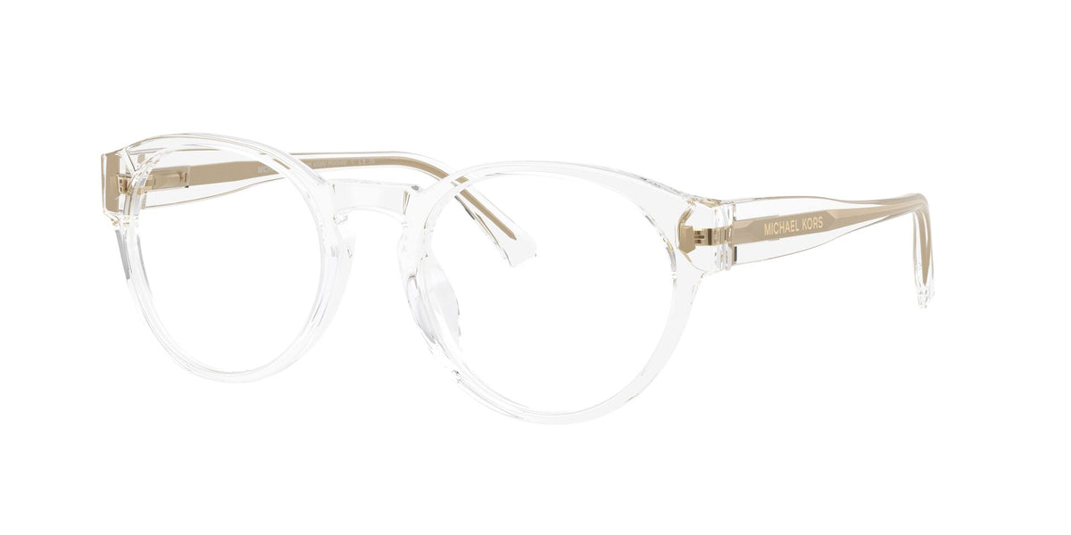 Lentes Ópticos Michael Kors Korcula 0MK4209U Transparente – vista tres cuartos sin sombra