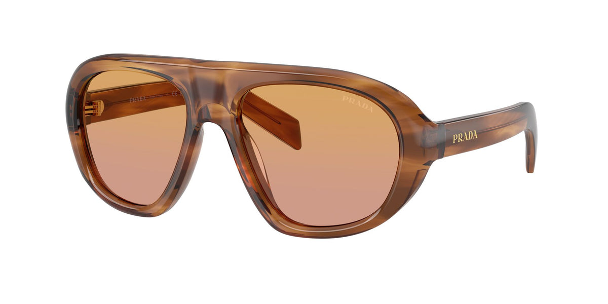 Lentes de Sol Prada 0PR_C05S Palisandro rayado – vista tres cuartos sin sombra