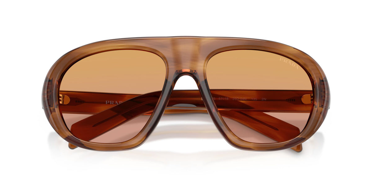 Lentes de Sol Prada 0PR_C05S Palisandro rayado – vista frontal cerrado