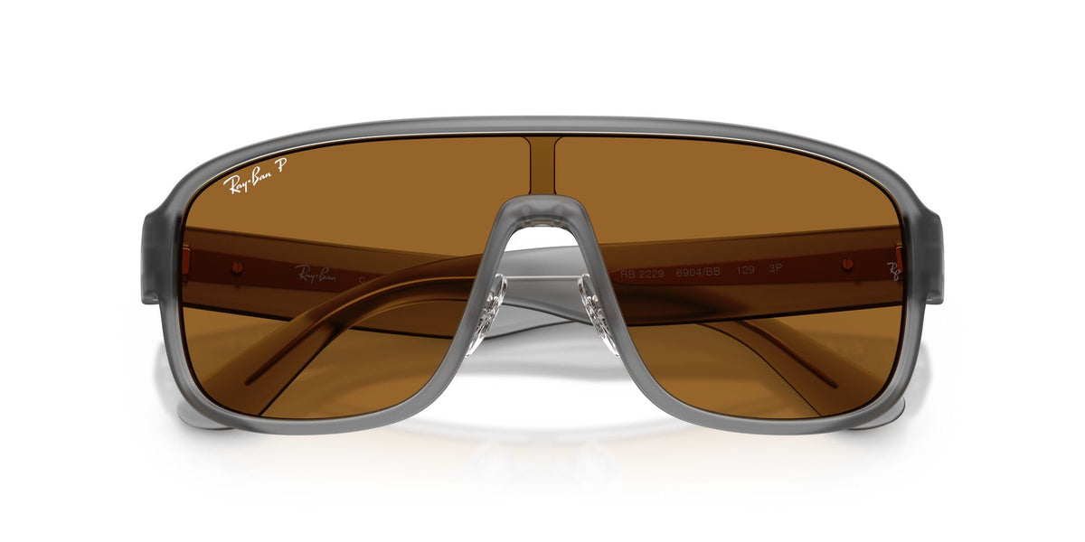 Lentes de Sol Ray-Ban 0RB2229 Gris mate – vista frontal cerrado