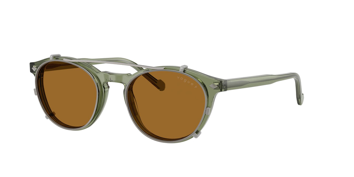 Lentes Ópticos Vogue 0VO5751S Verde transparente – vista tres cuartos sin sombra